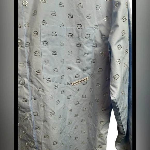 Alexander Wang Blue Rhinestone Wool/Cashmere PJ Set W Boxer Shorts Size Small - Picture 5 of 9